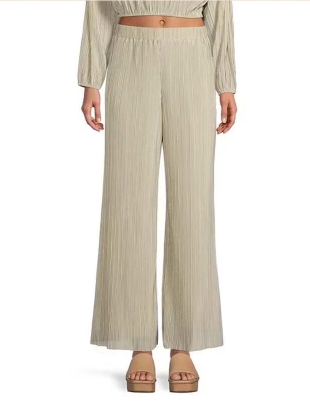 Giani Bini Pleated Wide-Leg Pants in Cream
